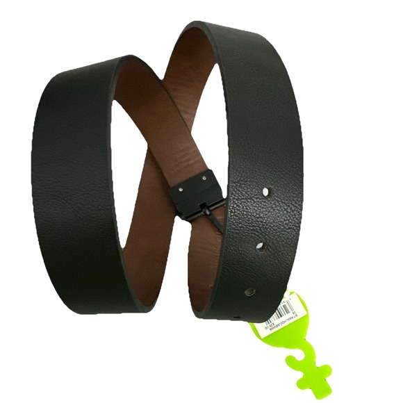 DC Shoes Men's Skate reversible black and brown Bonded leather belt Size 34 New - Picture 1 of 13